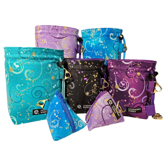 Dice Bags for TTRPG with Celestial Swirl pattern by Legendary Wares