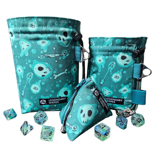 Dice Bags with Green Gelatinous DnD Pattern