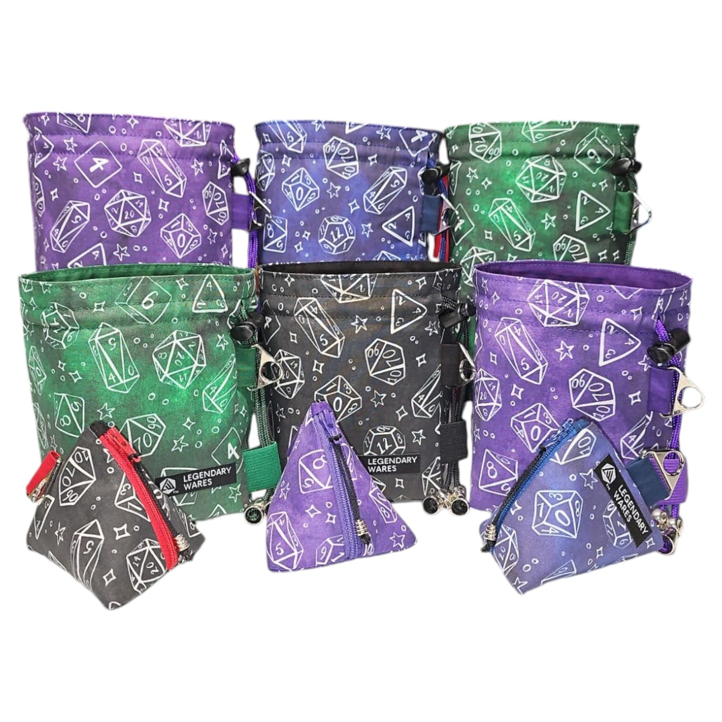 Polyhedral Magic Dice Bags for TTRPG by Legendary Wares