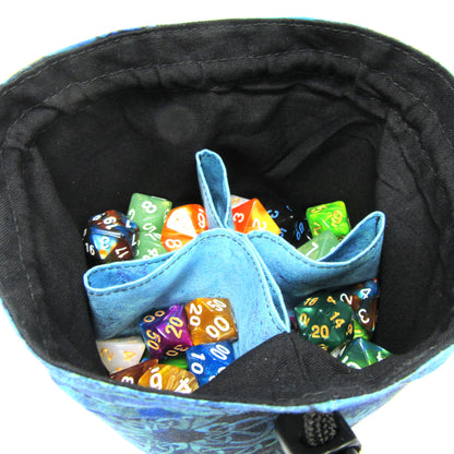 Interior Pockets in Dice Bags for TTRPG - Blue Dragons