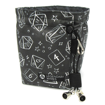 Medium Dice Bags for TTRPG - Black & White Dice