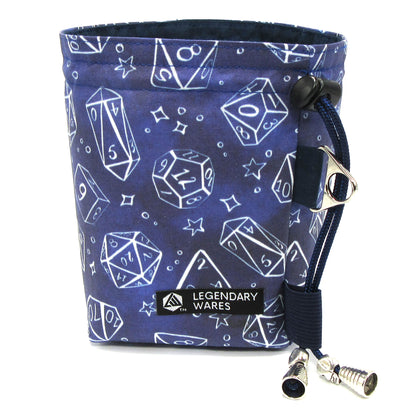 Medium Dice Bags for TTRPG - Blue & White Dice