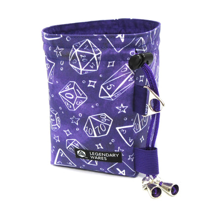 Medium Dice Bags for TTRPG - Purple & White Dice